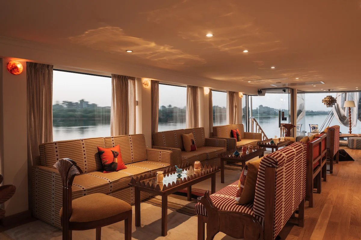 Saloon lounge aboard a Nile dahabiya