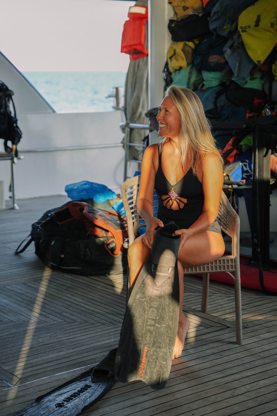On deck between dives