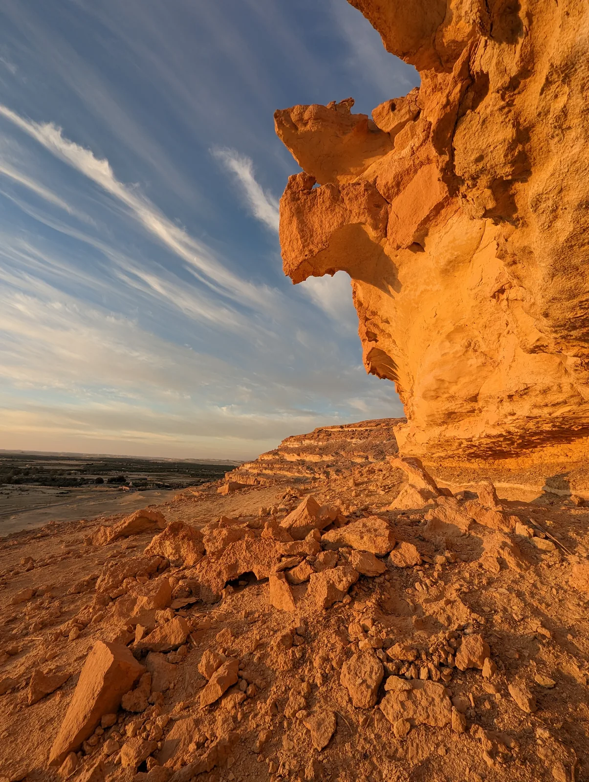 Siwa desert rock formation at sunset