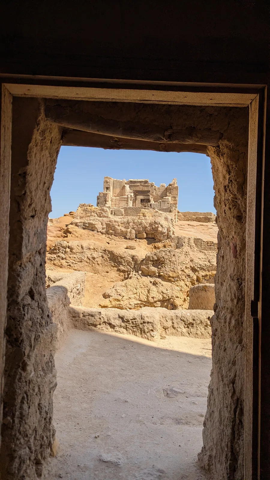 Doorway framing the Oracle temple, Siwa