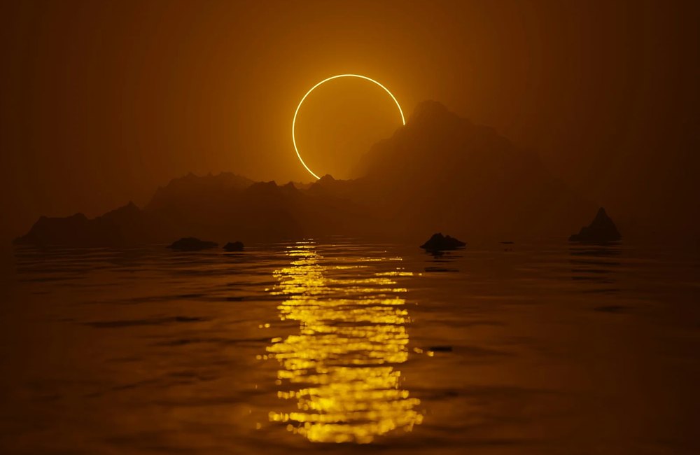 A total solar eclipse over the Red Sea